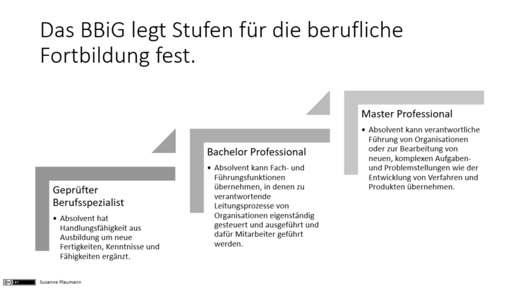 BBiG Kompetenzen der drei Fortbildungsstufen